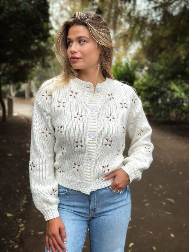 Pink Rose Knit Cardigan